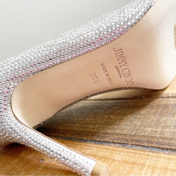 Jimmy Choo Taliah Pave Crystal Peep Toe Heels - Picture 10 of 11